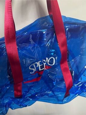 Speedo Blue Clear Tote with Pink Handles